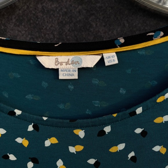 Boden Tencel Lyocell Boho Long Sleeve Abstract Colorblock Floral Top Blouse US 6 - Picture 2 of 5